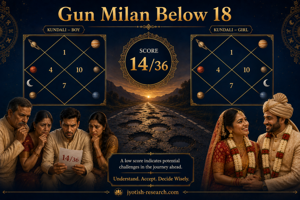 Gun Milan score below 18 — does low Ashta Koota score mean marriage should be rejected? Astrologer Ashish Desai explains with real cases.